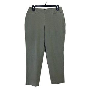 Talbots Olive Green Pants Size 4 Curvy Ankle Side Zip High Rise‎ Cotton Stretch